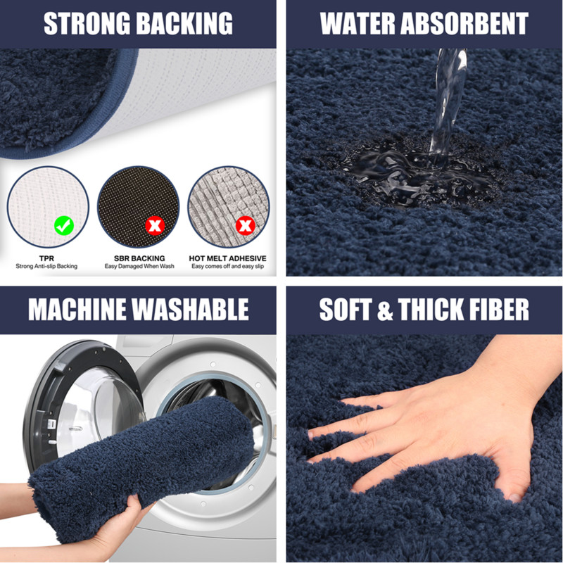 Debela plišana kupaonska prostirka Neklizajuća kupaonska prostirka Mekana mikrofibra koja upija vodu, čupava kupaonska prostirka Periva u perilici WC kupaonska prostirka