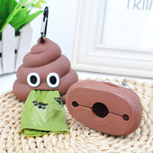 Преносим дозатор за торби за боклук за домашни любимци за котки и кучета за излизане Мека силиконова торба за кучешки изпражнения Кутия с форма на изпражнения Кутия за съхранение Инструменти за домашни любимци