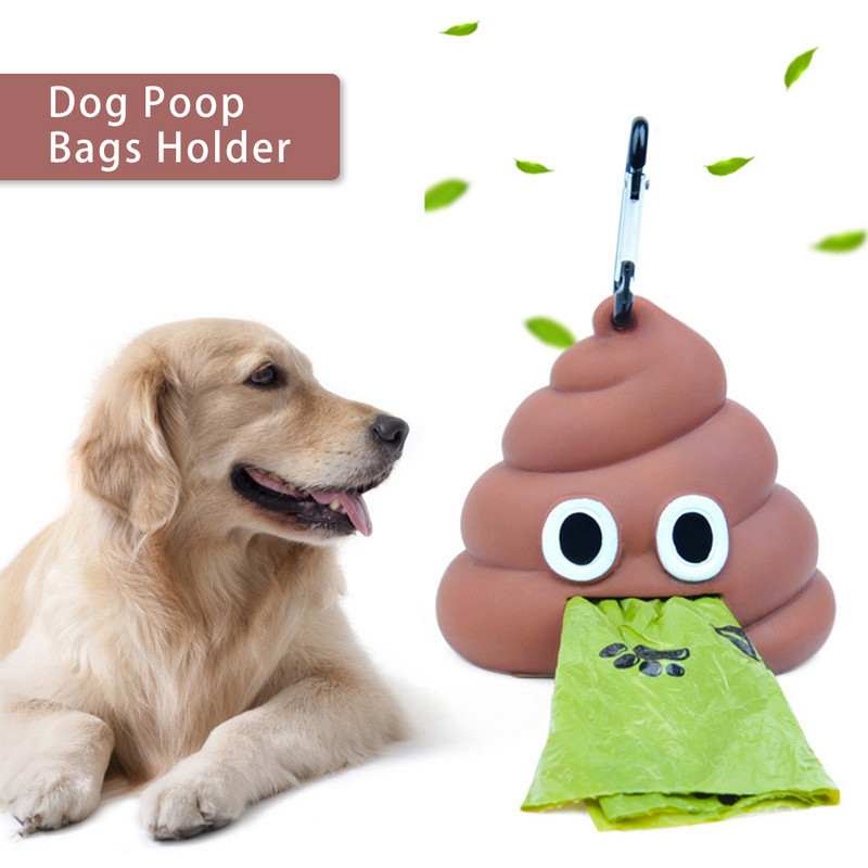 Преносим дозатор за торби за боклук за домашни любимци за котки и кучета за излизане Мека силиконова торба за кучешки изпражнения Кутия с форма на изпражнения Кутия за съхранение Инструменти за домашни любимци