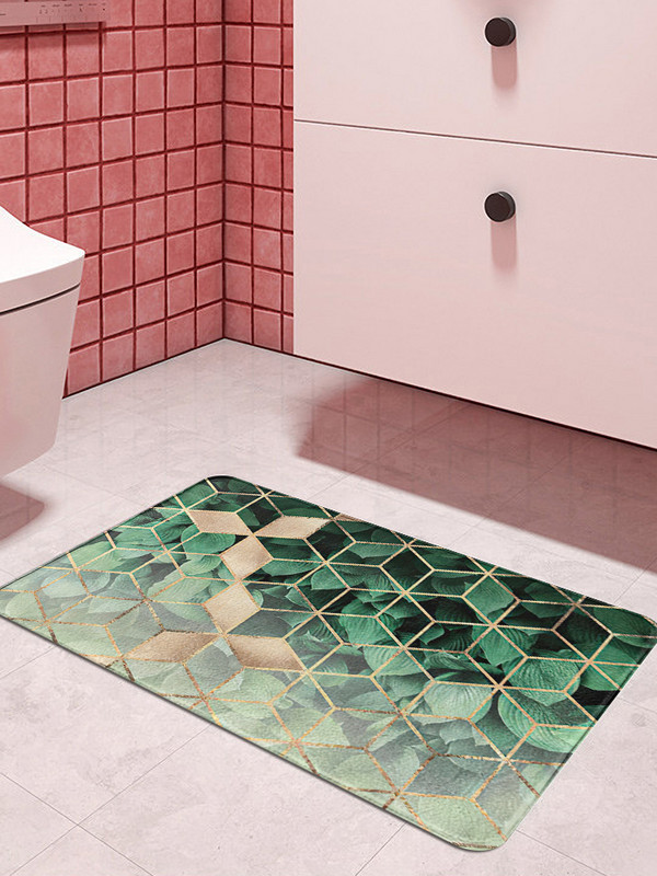 Žalieji lapai Geometrija Neperšlampamas alyvos kilimėlis Kilimas Vonios Kilimėlis Vidinis Grindų Kilimėliai Neslystantis Virtuvės Svetainės Kilimėlis