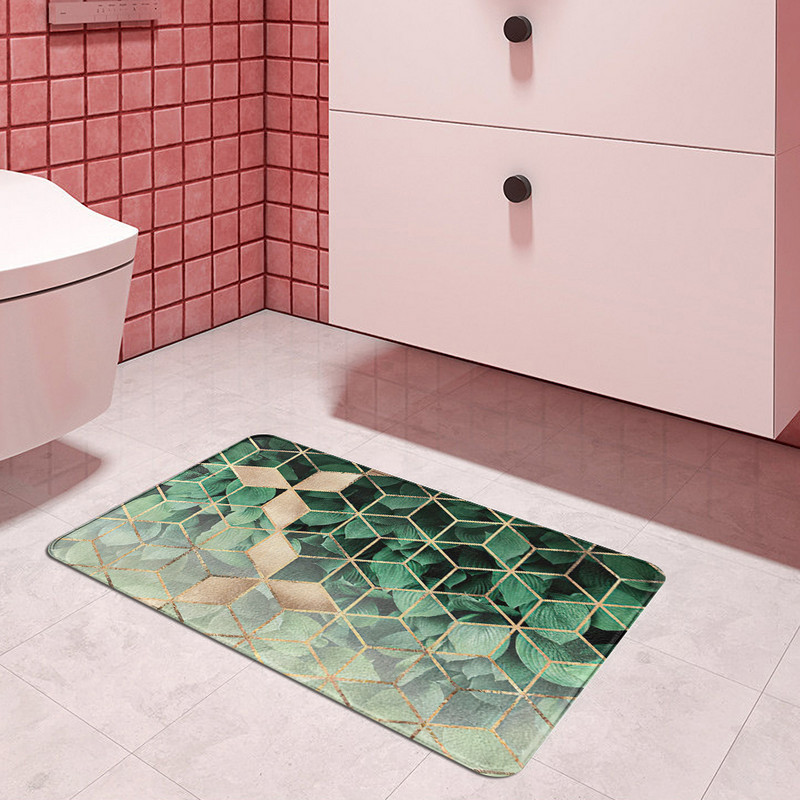Žalieji lapai Geometrija Neperšlampamas alyvos kilimėlis Kilimas Vonios Kilimėlis Vidinis Grindų Kilimėliai Neslystantis Virtuvės Svetainės Kilimėlis