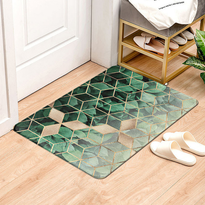 Žalieji lapai Geometrija Neperšlampamas alyvos kilimėlis Kilimas Vonios Kilimėlis Vidinis Grindų Kilimėliai Neslystantis Virtuvės Svetainės Kilimėlis