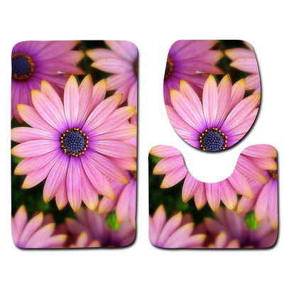 Prekrasna cvjetna prostirka za kupaonicu WC Trodijelni set Tepih Vodootporni kupaonski tepisi Navlaka za WC sjedalo Podna prostirka Kupaonski dekor