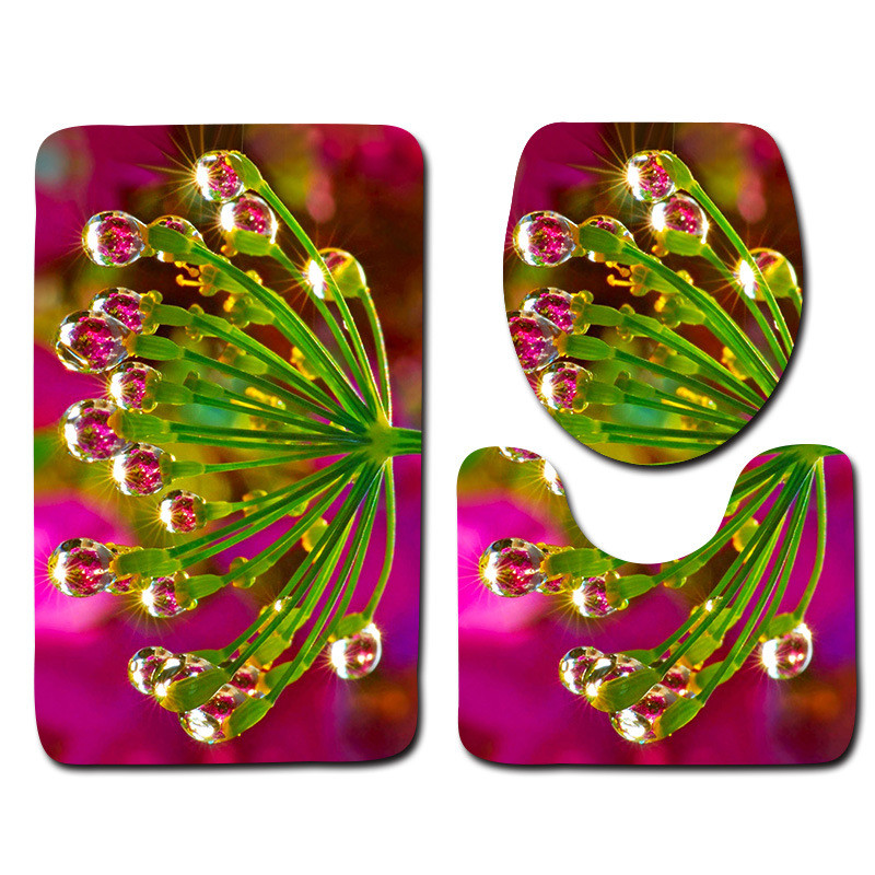 Prekrasna cvjetna prostirka za kupaonicu WC Trodijelni set Tepih Vodootporni kupaonski tepisi Navlaka za WC sjedalo Podna prostirka Kupaonski dekor