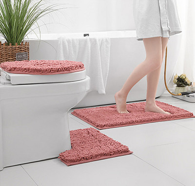 Set od 3 kupaonske prostirke za kupaonicu Set mekanih neklizajućih prostirki od šenile 3 kom Kupaonski tepih Upijajući tepih za tuširanje Pod WC školjke