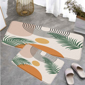 Moderni set kuhinjskih podnih prostirača iz srednjeg stoljeća Kreativne Boho crne linije Sunčevi listovi Geometrijski otirač Kućni dekor Neklizajući tepih Prostirka za kupanje