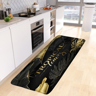 Moderni set kuhinjskih podnih prostirača iz srednjeg stoljeća Kreativne Boho crne linije Sunčevi listovi Geometrijski otirač Kućni dekor Neklizajući tepih Prostirka za kupanje