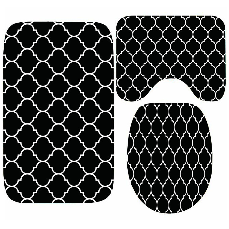 Nordic Black White ģeometriskais vannas paklājiņš Skandināvijas svītrains Chevron Quatrefoil vannas istabas paklāja paklājs tualetes dušas paklājiņiem