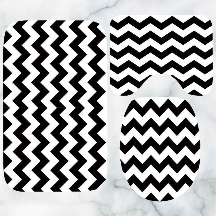 Nordic Black White ģeometriskais vannas paklājiņš Skandināvijas svītrains Chevron Quatrefoil vannas istabas paklāja paklājs tualetes dušas paklājiņiem