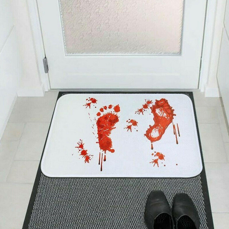 50 * 80 cm Helovīna vannas paklājs, asiņains pēdas nospiedums, biedējošs paklājiņš, grīda, vannas istaba, spilventiņi, paklājs, mazgājams, mazgājams vannas istabai M6S5