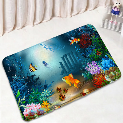 Juokingas delfinų vonios kilimėlio rinkinys Jūros vėžlys Žuvis Gyvūnas Povandeninis Peizažas Vaikams Vonios kambario Dekoras Kilimas Neslystantis kilimėlis Tualeto dangčio kilimėliai