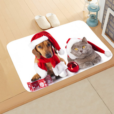 Sretan Božić Kupaonica Prostirka za kupanje Pas Mačka Nosite Božićni šešir Tuš Soba Protuklizna Podna prostirka Tepih Božićna prostirka Otirač Tepih
