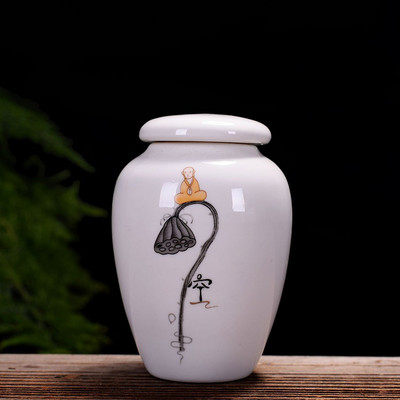 Poklopac, bijela porculanska urna za kućne ljubimce, mačka, pas, japanska velika komemorativna posuda, visoka bijela porculanska urna za kremiranje s dvostrukim pečatom za kućne ljubimce