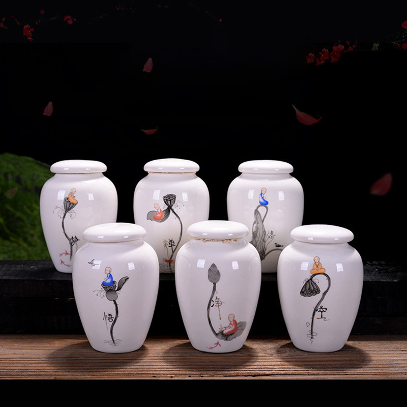 Poklopac, bijela porculanska urna za kućne ljubimce, mačka, pas, japanska velika komemorativna posuda, visoka bijela porculanska urna za kremiranje s dvostrukim pečatom za kućne ljubimce