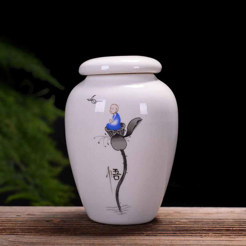 Poklopac, bijela porculanska urna za kućne ljubimce, mačka, pas, japanska velika komemorativna posuda, visoka bijela porculanska urna za kremiranje s dvostrukim pečatom za kućne ljubimce