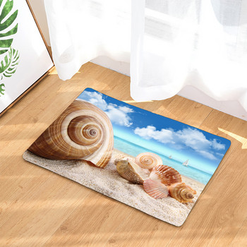 Αντιολισθητικό χαλάκι μπάνιου Funny Sea Beach Shells 3D εμπριμέ Χαλάκι δαπέδου Μοκέτα φανέλας τουαλέτας Χαλάκι πόρτας 45*75cm και 40*60cm