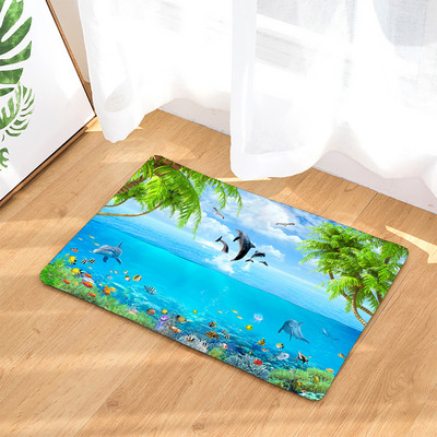 Protuklizna prostirka za kupaonicu Smiješne morske školjke za plažu 3D ispisana prostirka za kupaonicu Podni tepih Flanelski tepih za WC Otirač 45*75CM i 40*60CM