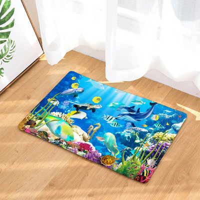 Protuklizna prostirka za kupaonicu Smiješne morske školjke za plažu 3D ispisana prostirka za kupaonicu Podni tepih Flanelski tepih za WC Otirač 45*75CM i 40*60CM