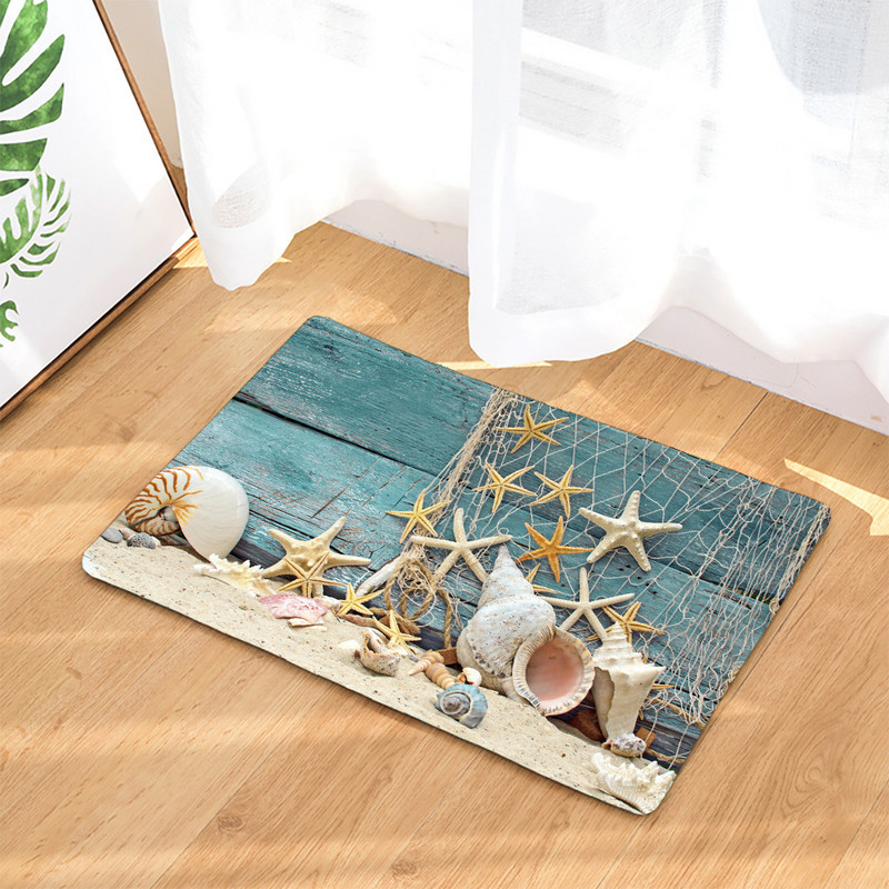 Protuklizna prostirka za kupaonicu Smiješne morske školjke za plažu 3D ispisana prostirka za kupaonicu Podni tepih Flanelski tepih za WC Otirač 45*75CM i 40*60CM