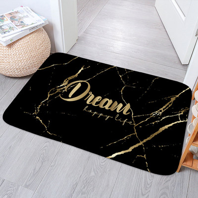 Crno zlato Mramorna protuklizna prostirka za kupaonicu Moderna podloga za prostirku s upijajućim slovima Spavaća soba Kuhinja Interijer Otirač Perivi tepih Kućni