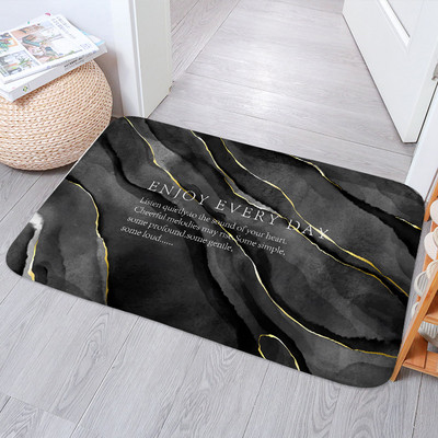 Crno zlato Mramorna protuklizna prostirka za kupaonicu Moderna podloga za prostirku s upijajućim slovima Spavaća soba Kuhinja Interijer Otirač Perivi tepih Kućni