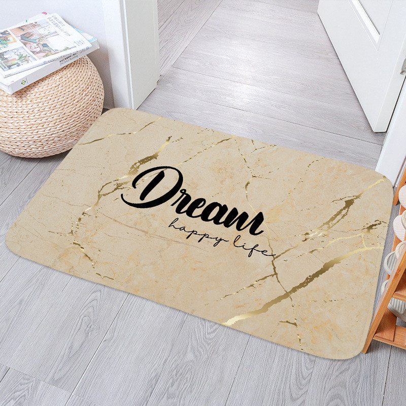 Crno zlato Mramorna protuklizna prostirka za kupaonicu Moderna podloga za prostirku s upijajućim slovima Spavaća soba Kuhinja Interijer Otirač Perivi tepih Kućni