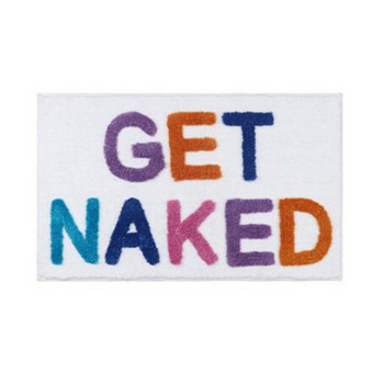 Флокиращ микрофибър Get Naked Letter постелки за баня Противоплъзгащи се постелки за баня Супер абсорбиращи входни килими за баня 50x80cm