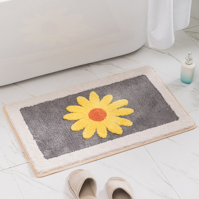 Inyahome Debela super mekana Najbolja upijajuća prostirka za kupanje Tepisi Prekrasan Daisy dizajn Pahuljasti tepih od mikrovlakana Noćni tepih Tepih Podna prostirka