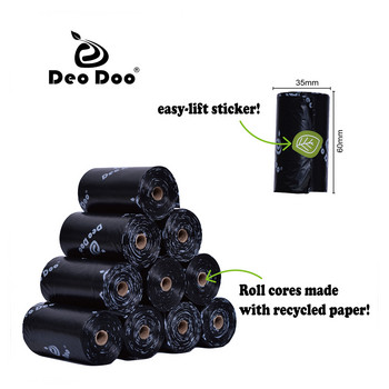 Торбички за кучешки изпражнения DeoDoo Насипни биоразградими екстра дебели, силни биобази, Щадящи за земята разградими торби за боклук за кучета Черна котка