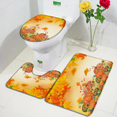 Jesen prostirke za kupanje Set od 3 komada Farma Bundeva Crveni javor Suncokret Jesen Dan zahvalnosti Tepih Dekoracija kupaonice Neklizajući tepih Podmetač za WC školjku