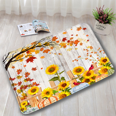 Jesen prostirke za kupanje Set od 3 komada Farma Bundeva Crveni javor Suncokret Jesen Dan zahvalnosti Tepih Dekoracija kupaonice Neklizajući tepih Podmetač za WC školjku