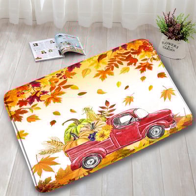 Jesen prostirke za kupanje Set od 3 komada Farma Bundeva Crveni javor Suncokret Jesen Dan zahvalnosti Tepih Dekoracija kupaonice Neklizajući tepih Podmetač za WC školjku