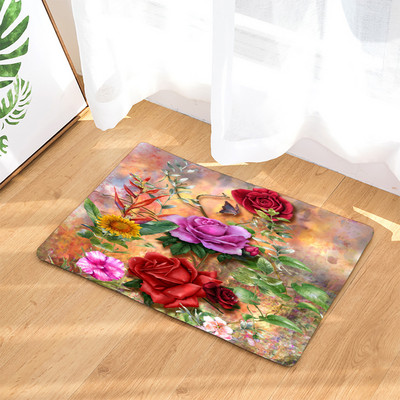 Ukrasni otirač s cvijetom ruže 45*75 cm Tepih Dom Dnevni boravak Mekana prostirka Kupaonica Kuhinja Unutarnja protuklizna upijajuća podna prostirka
