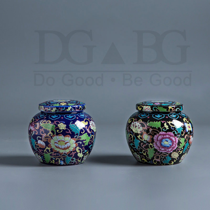 Keramikas mazas urnas Humins Kolumbārija kremācijas urna cilvēku pelniem Vintage ar rokām apgleznota keramika Honden urna mājās vai nišā