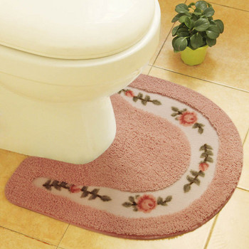 Микрофибърно килимче за тоалетна за баня U-образно неплъзгащо се абсорбиращо дебело меко миещо се килимче за стая Килим за под Подложка за прилеп