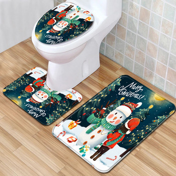 Постелка за баня и тоалетна чиния Килим в банята Микрофибър Коледен стил Възглавница за тоалетна седалка Комплект прахоустойчиви абсорбиращи килими за крака