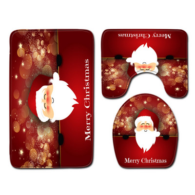 Otirač za kupaonicu i toaletni tepih u kupaonici Mikrofibra u božićnom stilu Jastuk za WC sjedalo otporan na prašinu Komplet upijajućih tepiha za noge