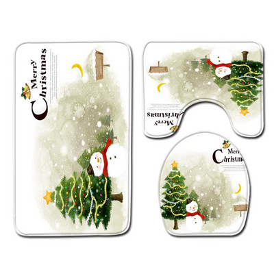 Otirač za kupaonicu i toaletni tepih u kupaonici Mikrofibra u božićnom stilu Jastuk za WC sjedalo otporan na prašinu Komplet upijajućih tepiha za noge