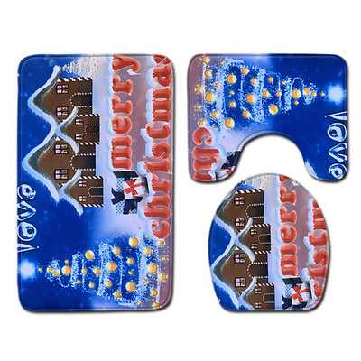 Otirač za kupaonicu i toaletni tepih u kupaonici Mikrofibra u božićnom stilu Jastuk za WC sjedalo otporan na prašinu Komplet upijajućih tepiha za noge