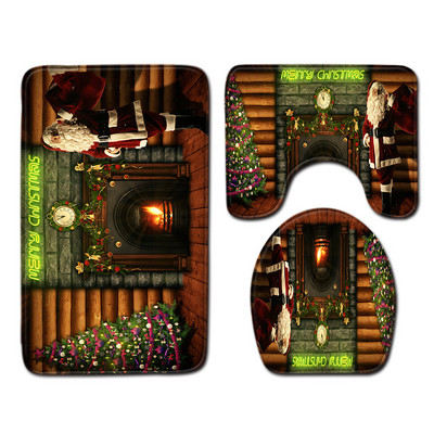 Otirač za kupaonicu i toaletni tepih u kupaonici Mikrofibra u božićnom stilu Jastuk za WC sjedalo otporan na prašinu Komplet upijajućih tepiha za noge