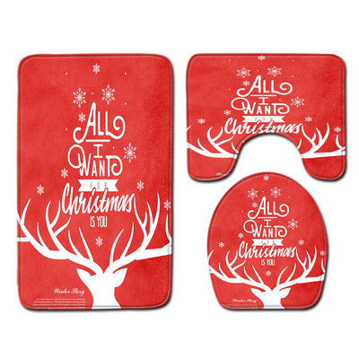 Otirač za kupaonicu i toaletni tepih u kupaonici Mikrofibra u božićnom stilu Jastuk za WC sjedalo otporan na prašinu Komplet upijajućih tepiha za noge