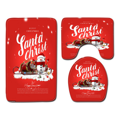 Otirač za kupaonicu i toaletni tepih u kupaonici Mikrofibra u božićnom stilu Jastuk za WC sjedalo otporan na prašinu Komplet upijajućih tepiha za noge