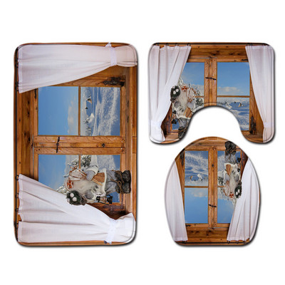 Otirač za kupaonicu i toaletni tepih u kupaonici Mikrofibra u božićnom stilu Jastuk za WC sjedalo otporan na prašinu Komplet upijajućih tepiha za noge