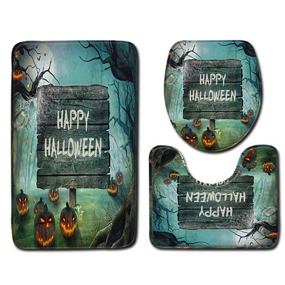Zeegle Halloween Kućni kupaonski set tepiha Dekoracija za kupaonicu Mekana podloga od mikrovlakana Protuklizna WC prostirka za noge Navlaka za WC Podloga za tuširanje