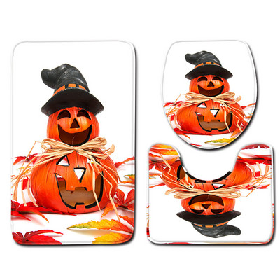 Zeegle Halloween Kućni kupaonski set tepiha Dekoracija za kupaonicu Mekana podloga od mikrovlakana Protuklizna WC prostirka za noge Navlaka za WC Podloga za tuširanje