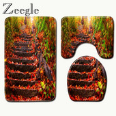 Zeegle 3Pcs/set Set kupaonskih prostirki od flanela Protuklizna prostirka za kupaonicu Toalet Carpet Otirač za vrata Tepih od memorijske pjene Prostirka za kupaonicu od mikrovlakana