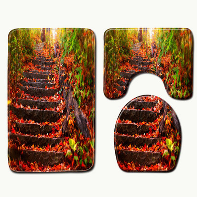 Zeegle 3Pcs/set Set kupaonskih prostirki od flanela Protuklizna prostirka za kupaonicu Toalet Carpet Otirač za vrata Tepih od memorijske pjene Prostirka za kupaonicu od mikrovlakana