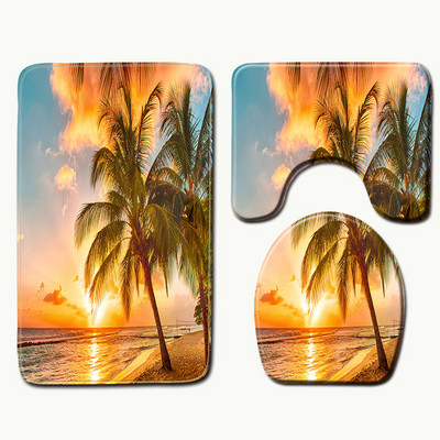 Zeegle 3Pcs/set Set kupaonskih prostirki od flanela Protuklizna prostirka za kupaonicu Toalet Carpet Otirač za vrata Tepih od memorijske pjene Prostirka za kupaonicu od mikrovlakana