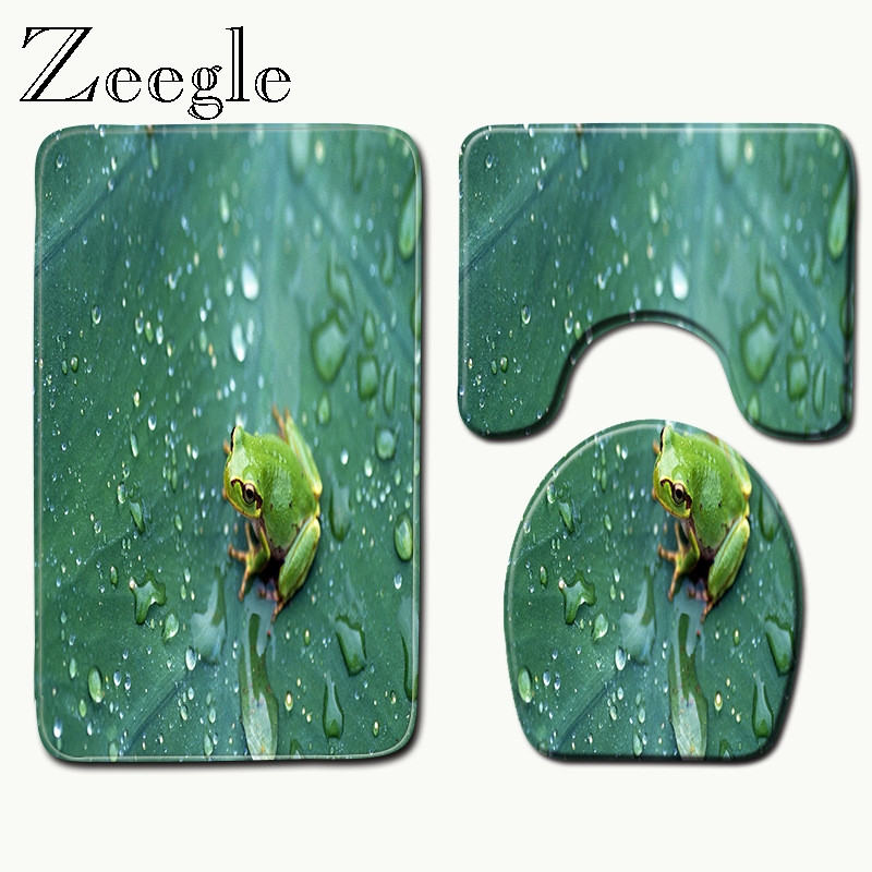 Zeegle 3Pcs/set Set kupaonskih prostirki od flanela Protuklizna prostirka za kupaonicu Toalet Carpet Otirač za vrata Tepih od memorijske pjene Prostirka za kupaonicu od mikrovlakana