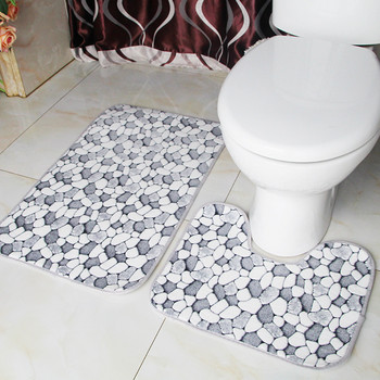 2 бр./комплект калдъръмени постелки за баня комплект фланелен противоплъзгащ кухненски постелка за баня килим тоалетна за баня килим миеща се лента